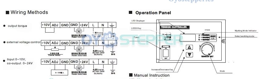 KTC800A Controlador Manual de Tensi&oacute;n 0‑24 V 4 A para Freno / Embrague Magn&eacute;tico de Part&iacute;culas